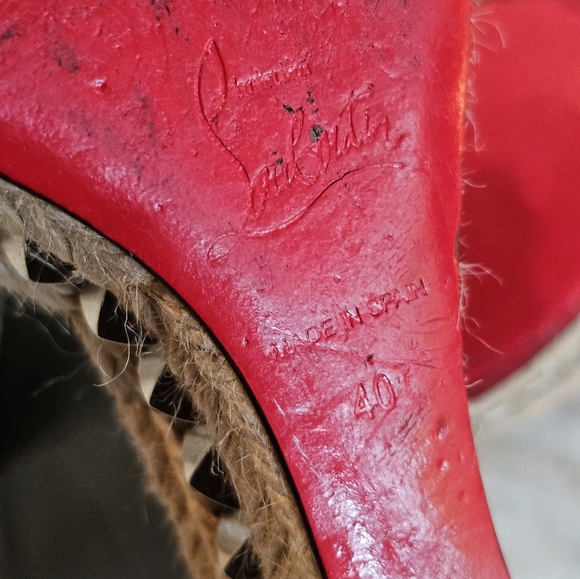 Christian Louboutin Black Leather/Studded Cataclou 140 Espadrille Wedge SZ 40 - Picture 11 of 12